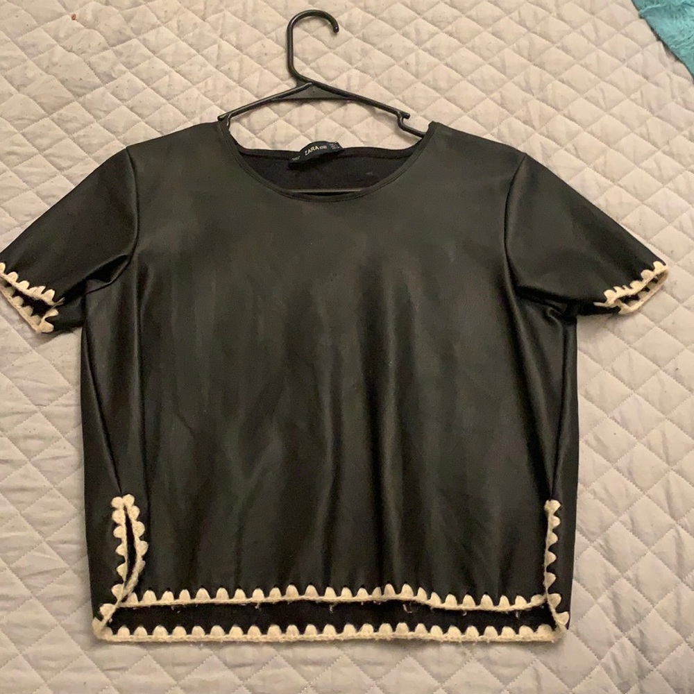 Zara Faux leather top with knit detail
